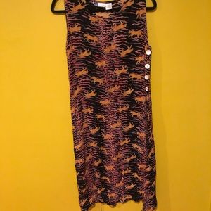Vintage Tiger Print Dress w Leopards & Side Slits